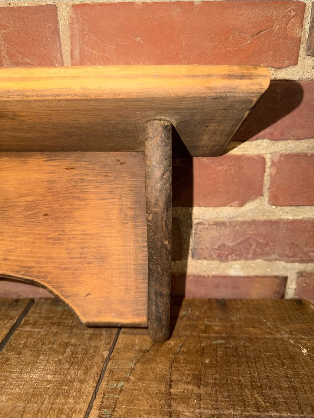 Wooden Heart Cutout Wall Shelf - Rustic Brown Farmhouse